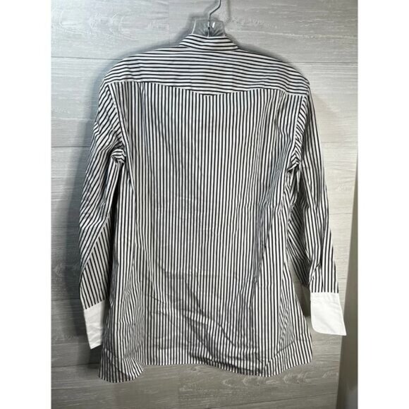 +J Striped Long-Sleeve Cotton High-Low Blouse‎ Small - Picture 2 of 5